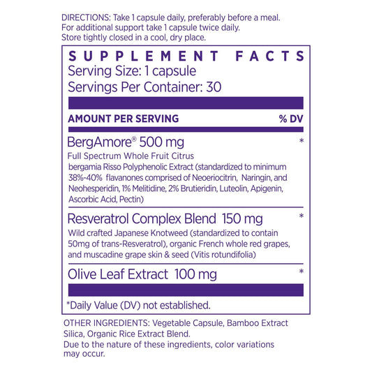 NAOMI Bergamot 500mg label close-up highlighting ingredients.