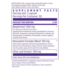 NAOMI Bergamot 500mg label close-up highlighting ingredients.