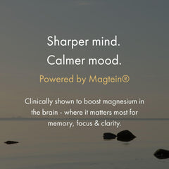 NAOMI Magtein bottle with water showing convenient two-capsule serving.