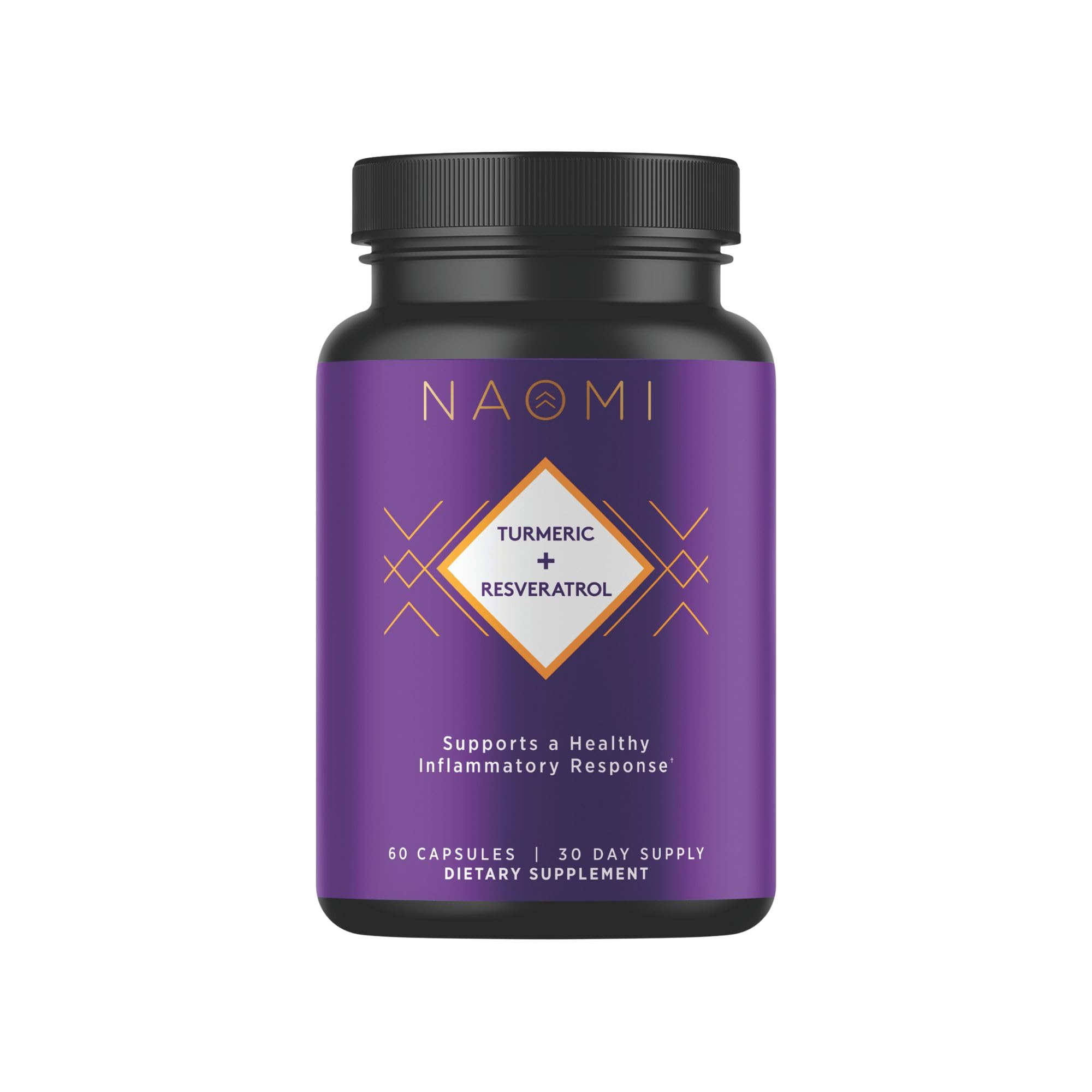 NAOMI turmeric curcumin bottle label shows 95% curcuminoids for potency.