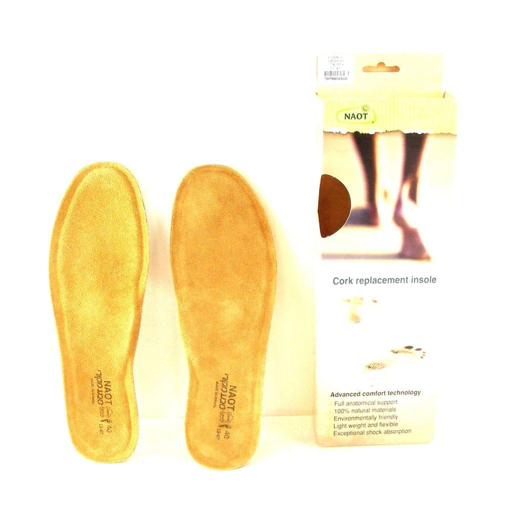 NAOT Executive Footbed with detachable cork-latex core under suede cover for customizable comfort