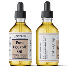 Naples Cosmeceuticals Egg Yolk Oil texture highlighting soothing skin repair.