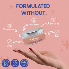 Naprim Naturals packaging highlights fragrance-free, dermatologist-approved care