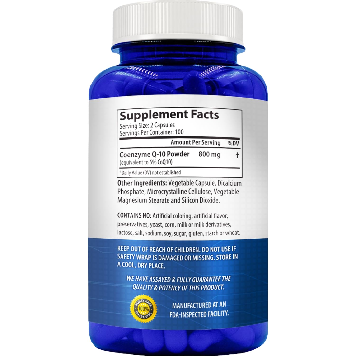 NasaBeahava CoQ10 800mg front label highlights vegan-friendly formula and serving size.