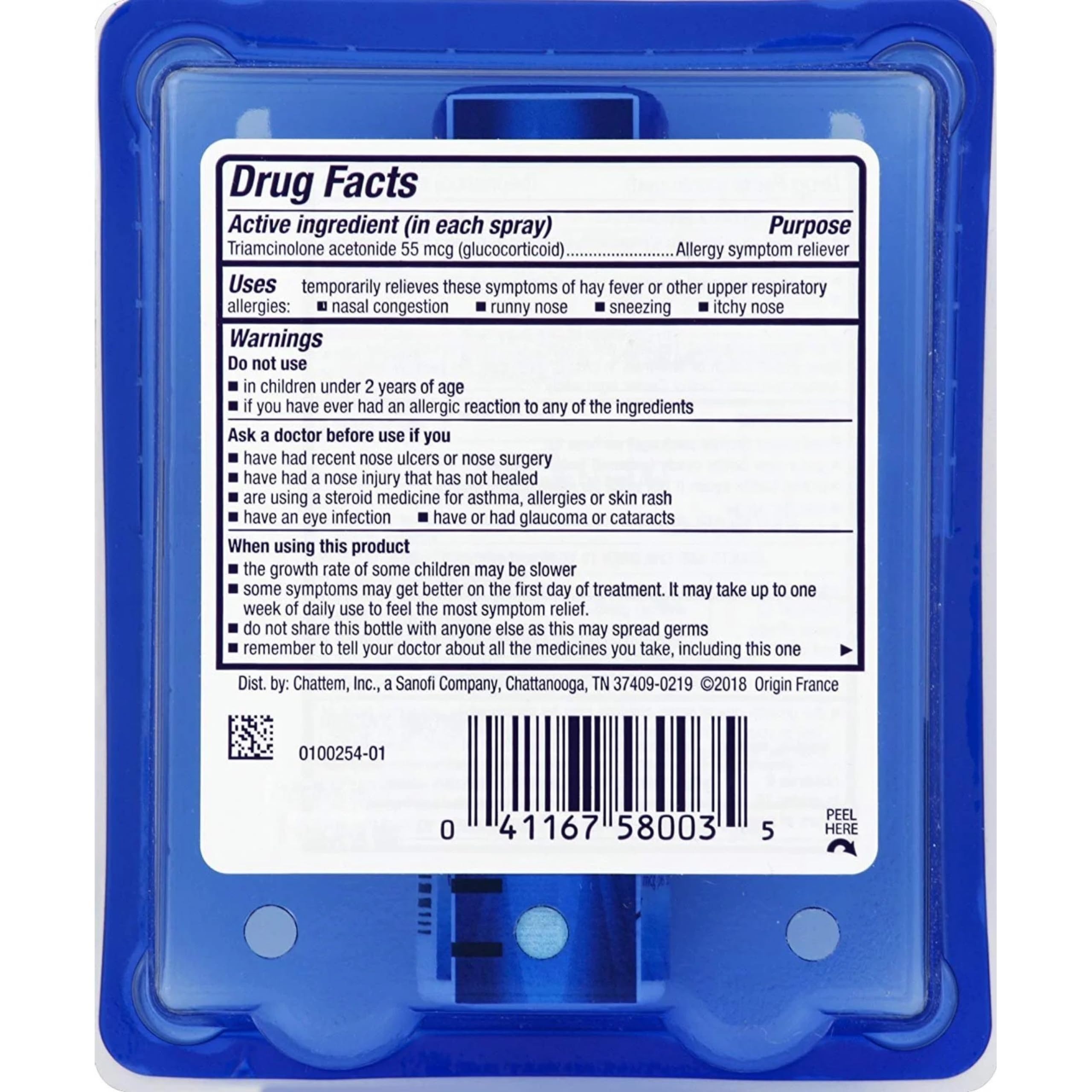 Nasacort Allergy 24 Hr box and bottle with clear product information.
