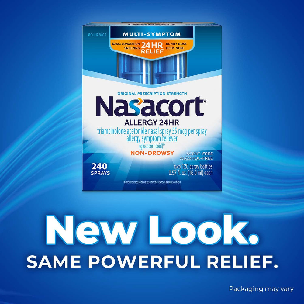 Nasacort packaging shows recyclable carton for eco-friendly packaging
