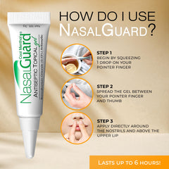 Close-up of NasalGuard highlighting patented positive ion technology.