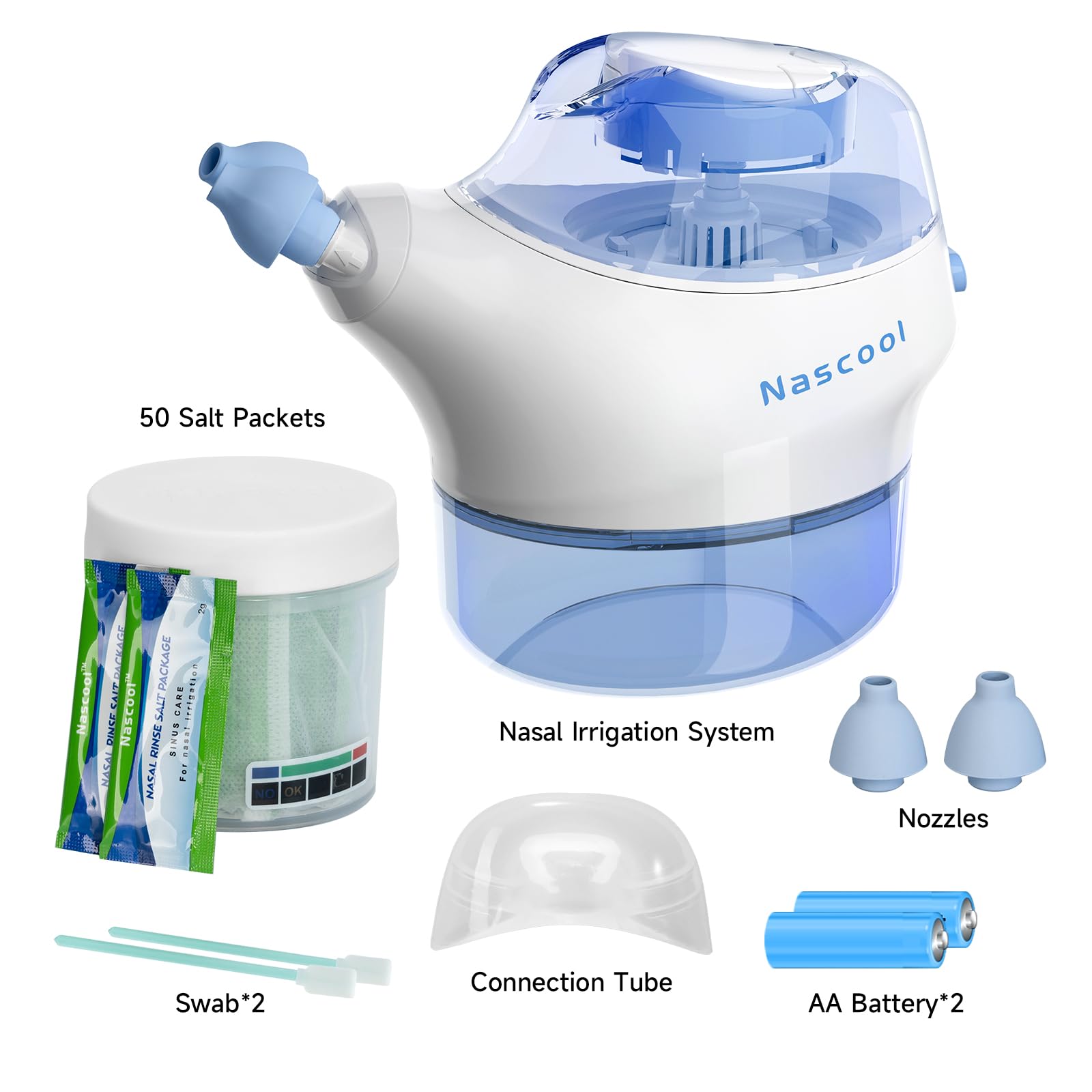 Nascool two AA batteries power the device for convenient operation.