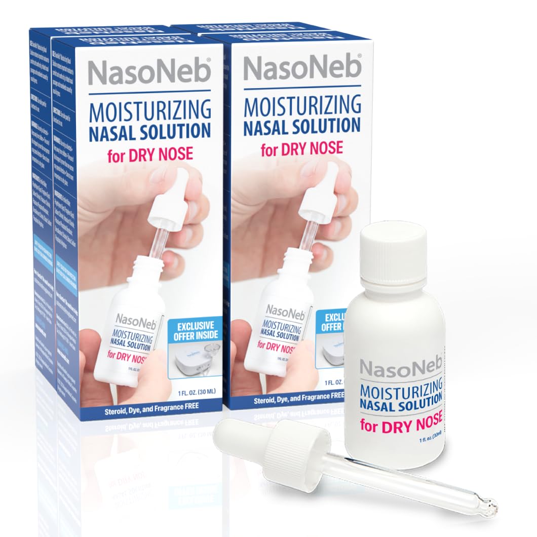 NASONEB saline nasal spray bottle front view for dry nose relief.