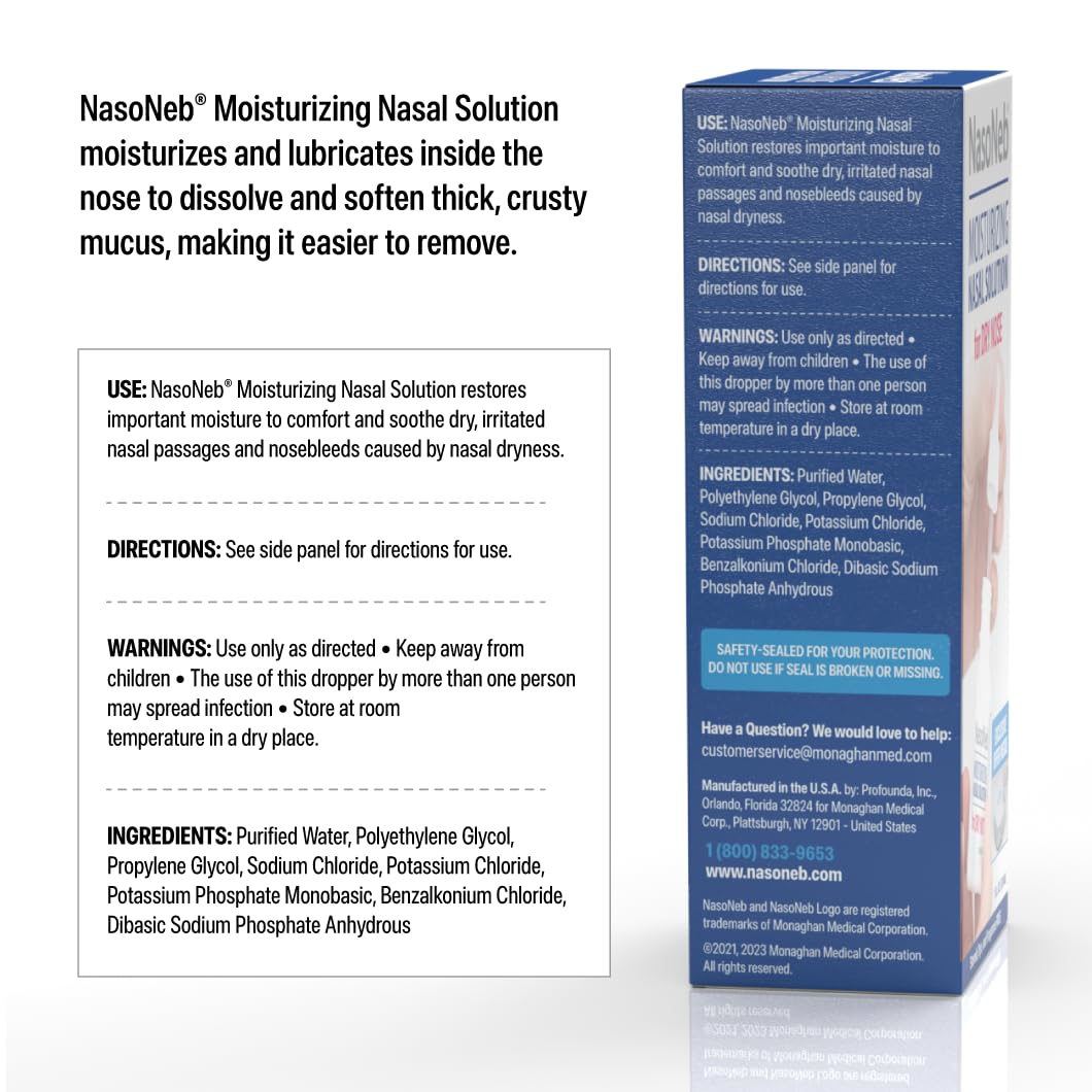 NASONEB safety label confirms non-addictive, steroid-free formula.