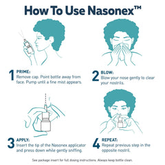 Nasonex 24HR bottle side view revealing label and instructions.