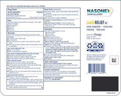 Nasonex 24HR spray dose per spray highlighted for accurate daily dosing.