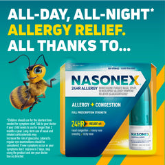 Nasonex 24HR nozzle in action showing precise spray delivery.
