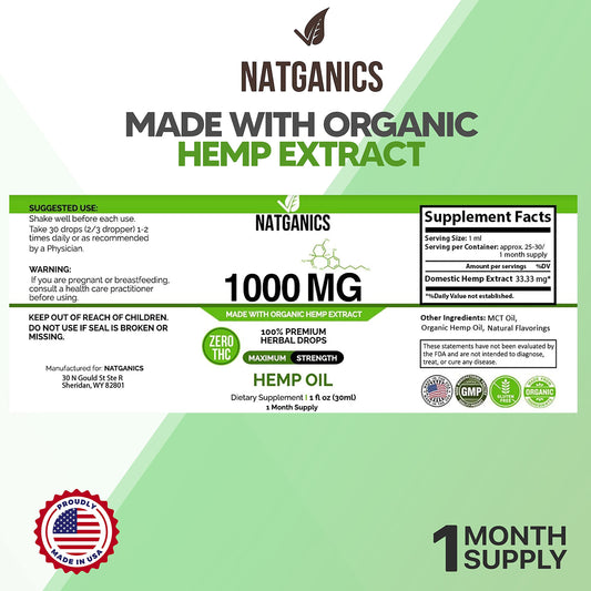 Natganics hemp oil dropper enables precise daily dosing for consistency.
