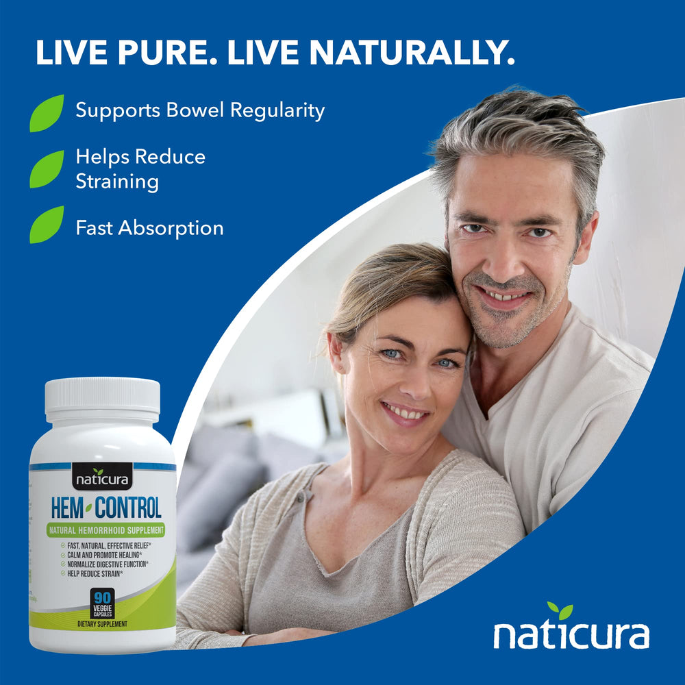 Naticura Hem-Control ingredient blend closeup showing Diosmin and Horse Chestnut.
