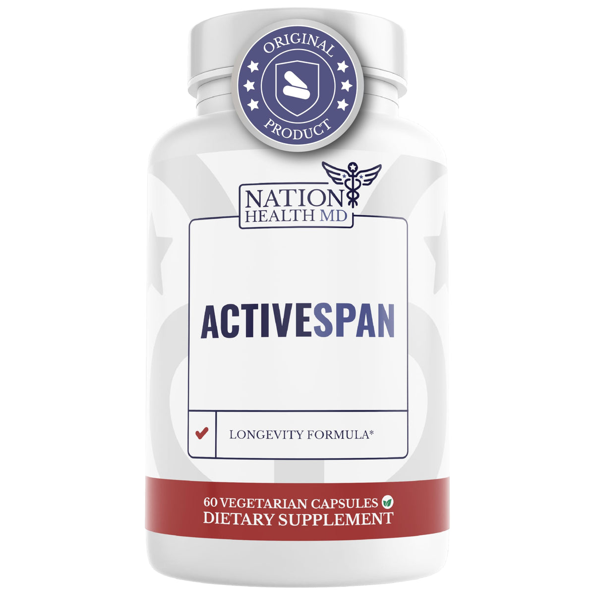 Nation Health MD ActiveSpan bottle closeup highlights a vitality blend for daily energy