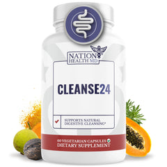Nation Health MD Cleanse24 bottle cap for daily gut care.