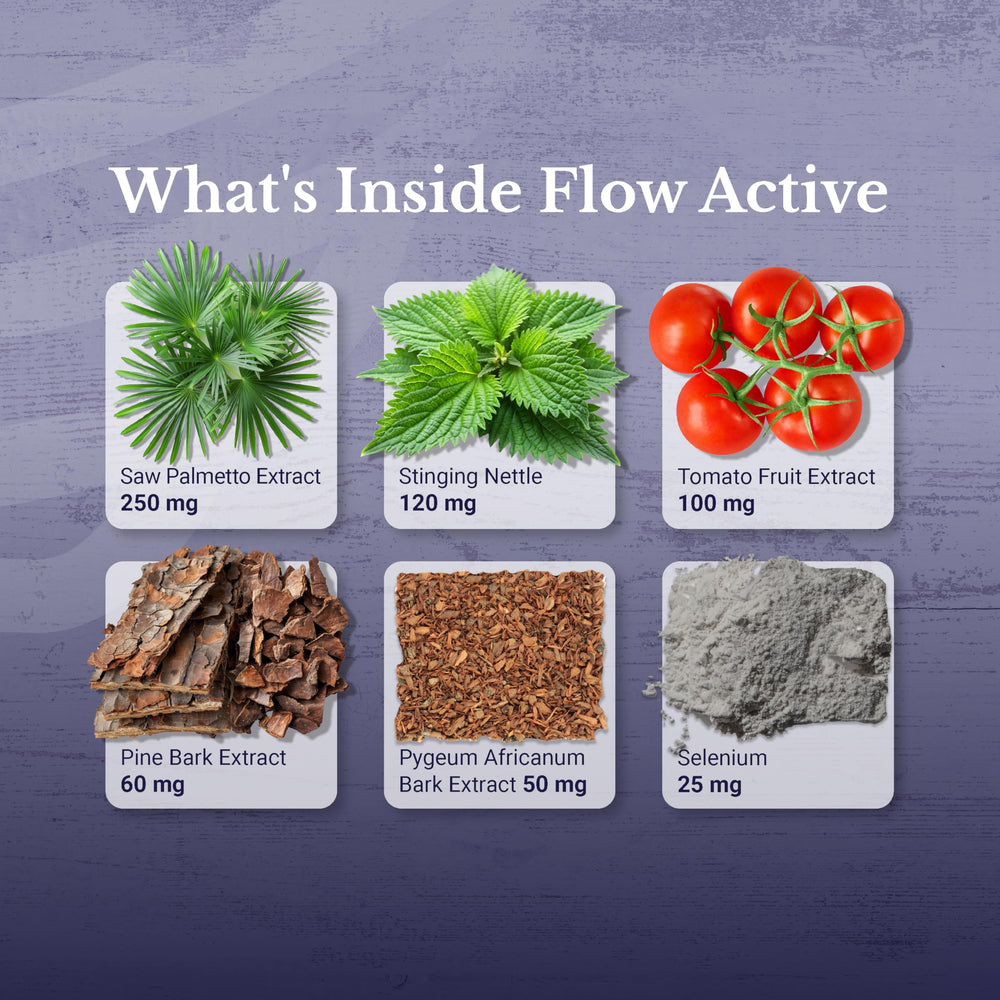 NATION HEALTH MD Flow Active lycopene tomato extract capsule emphasizing antioxidant support.