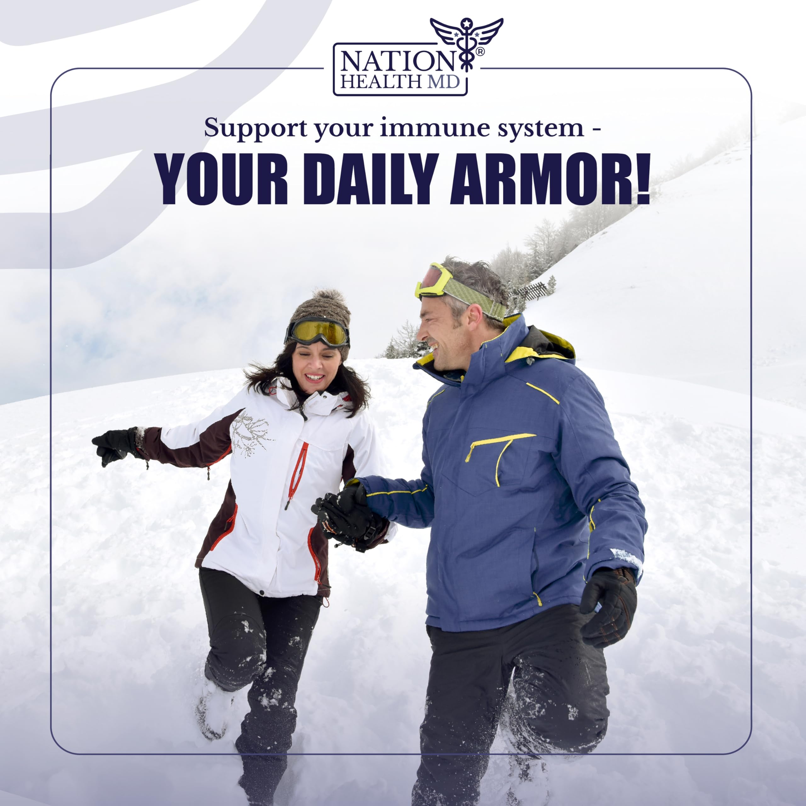 Nation Health MD Immuno MD capsules in a morning routine setup.