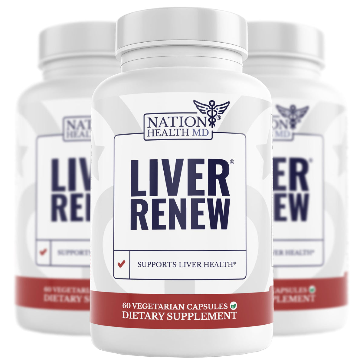 Nation Health MD Liver Renew bottle front, highlighting liver support for daily wellness.