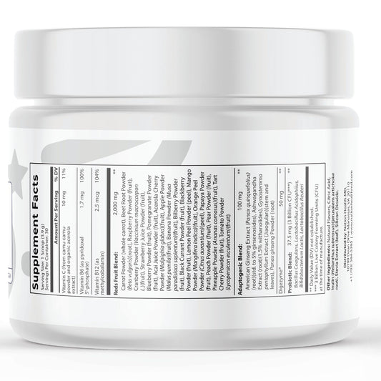 Nation Health MD Reds Powder jar full view with label details