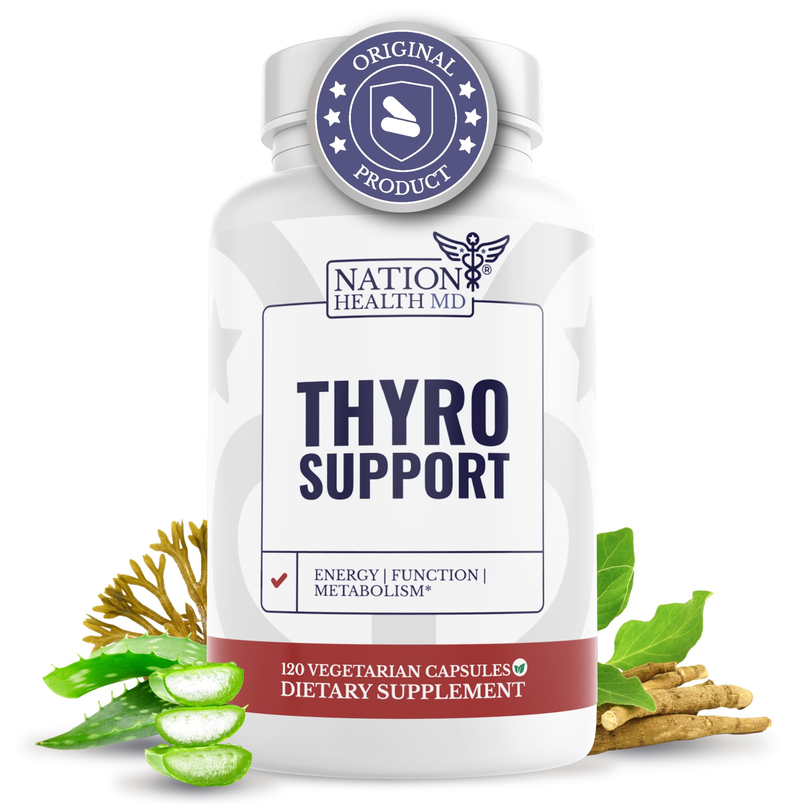Nation Health MD Thyro Support bottle for daily thyroid wellness.