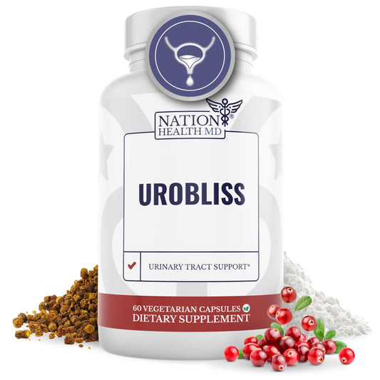 NATION HEALTH MD UroBliss bottle with capsules for daily urinary support