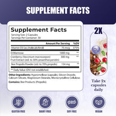 NATION HEALTH MD UroBliss capsules close-up highlighting D-Mannose formula