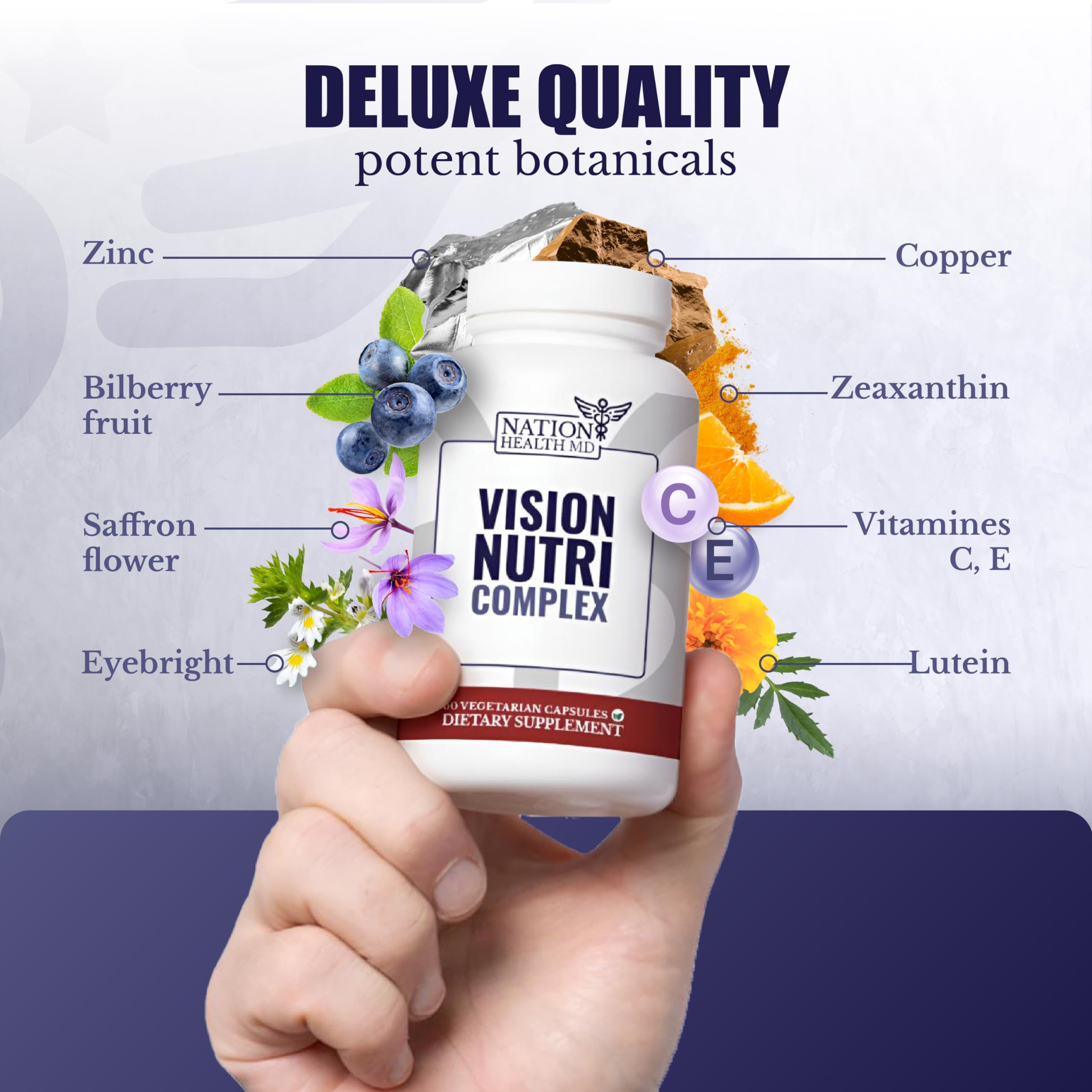 Nation Health MD Vision Nutri Complex pills ready for daily eye support