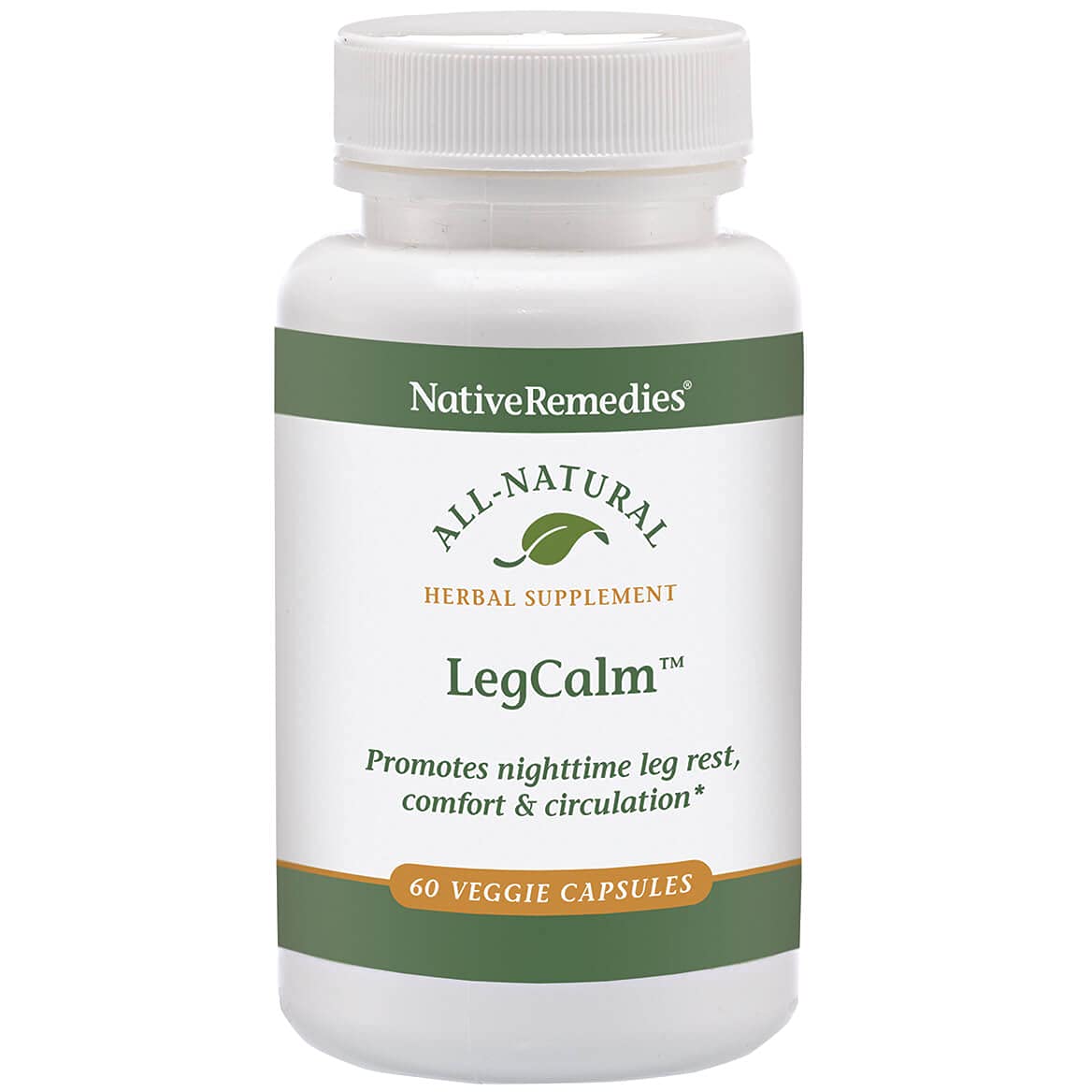 Native Remedies LegCalm bottle closed for easy nighttime use