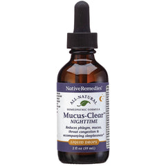Native Remedies Mucus-Clear Nighttime bottle pour for nighttime relief
