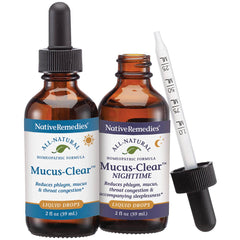 Native Remedies Mucus-Clear pack bottle shown for everyday relief and convenient at-home use