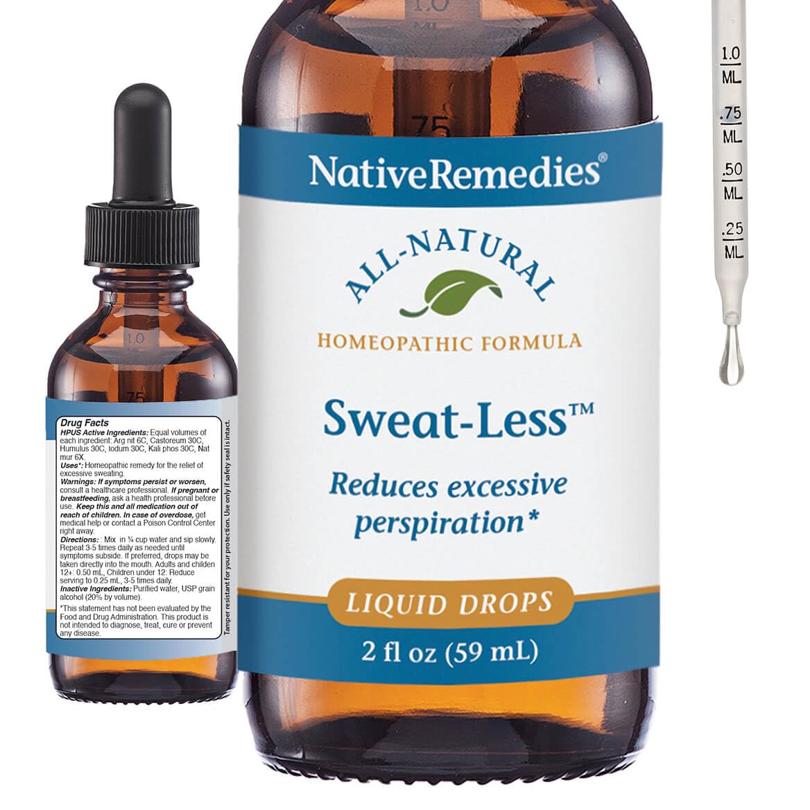 Native Remedies Sweat-Less bottle pour aids temporary surface sweating relief
