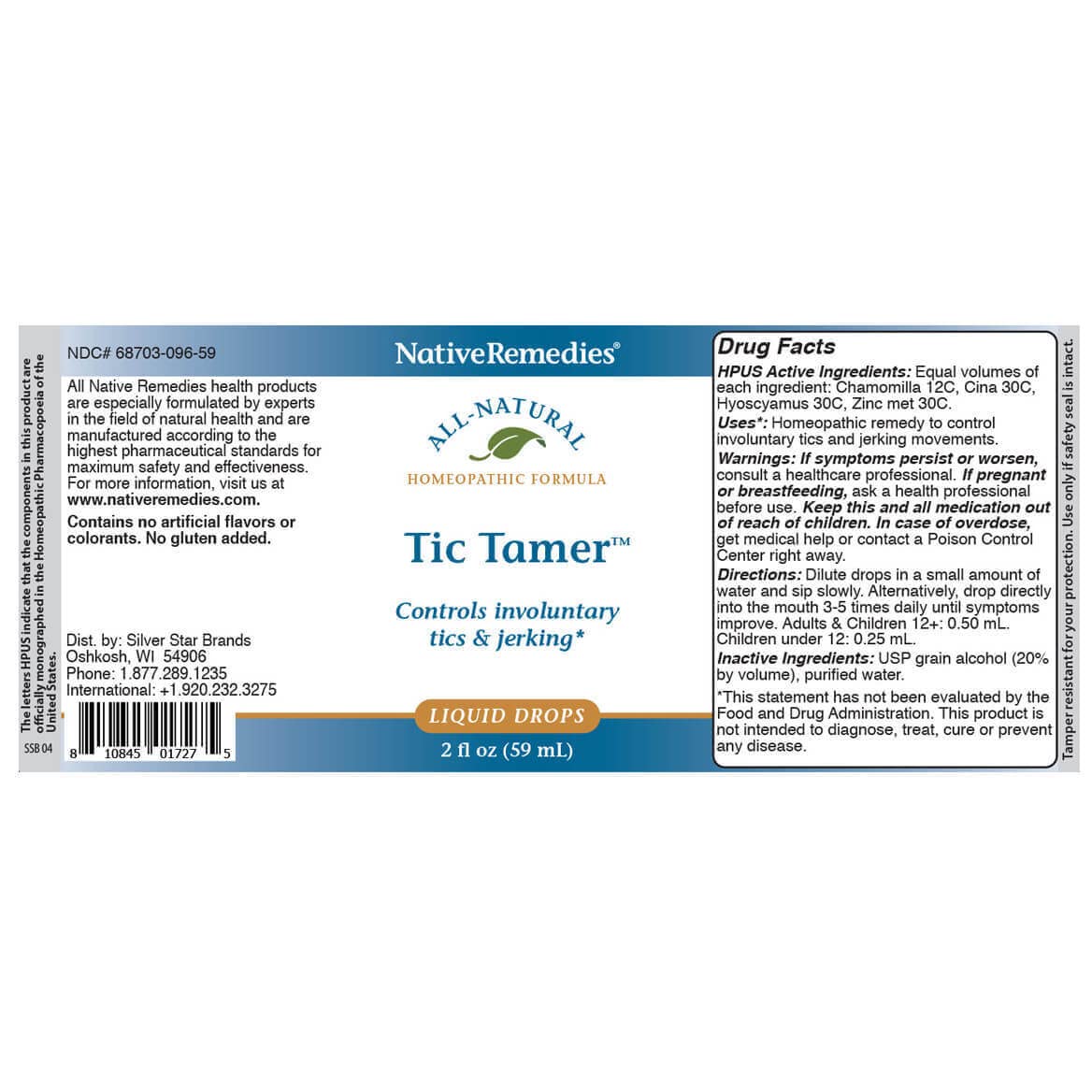 Native Remedies Tic Tamer tincture dropper for easy daily dosing