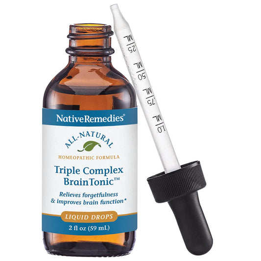 Native Remedies brain tonic drops showing convenient tincture for alertness