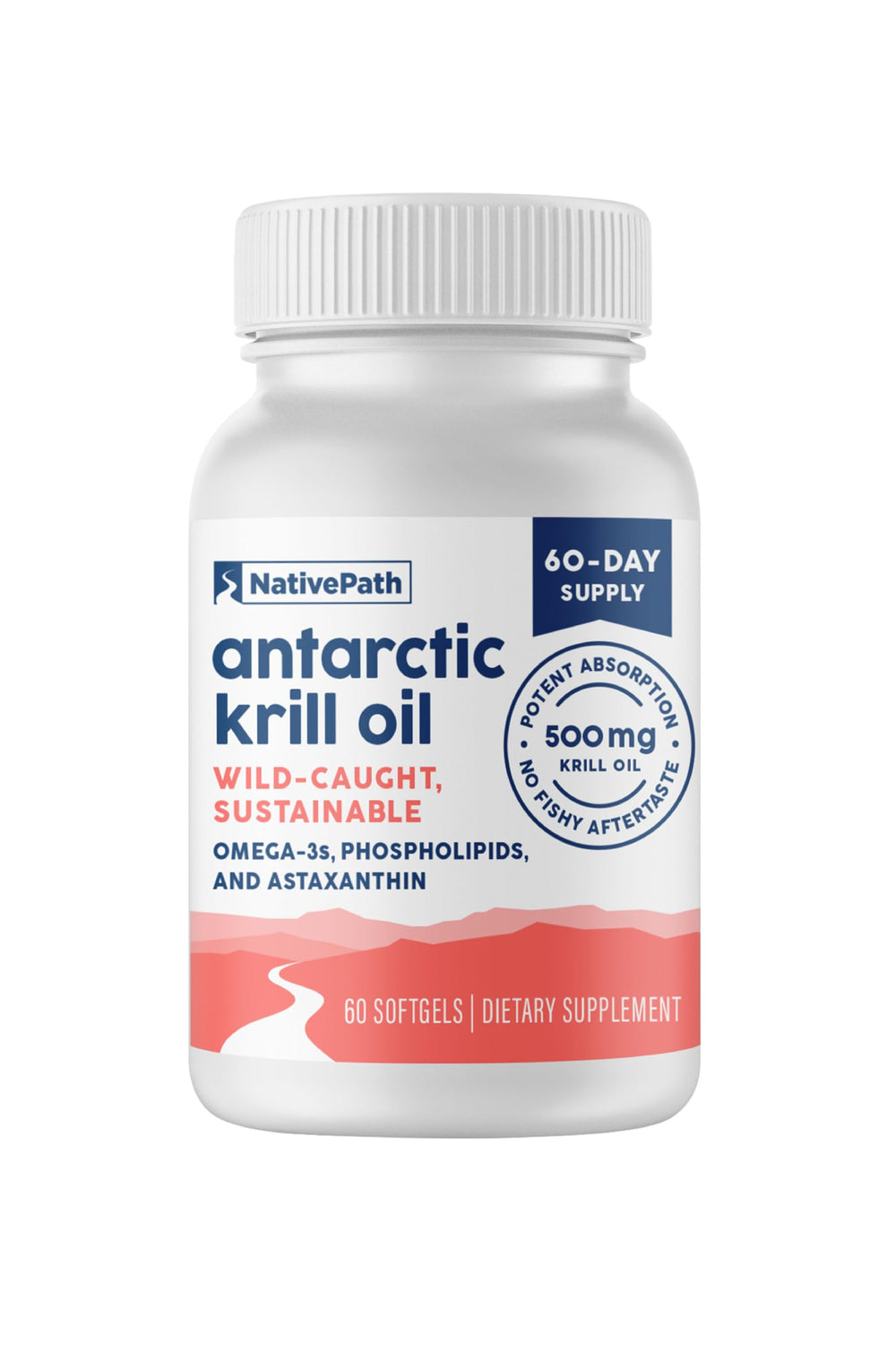 NativePath Antarctic Krill Oil softgels bottle shown for daily omega-3 support