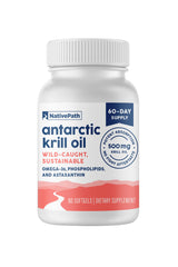 NativePath Antarctic Krill Oil softgels bottle shown for daily omega-3 support