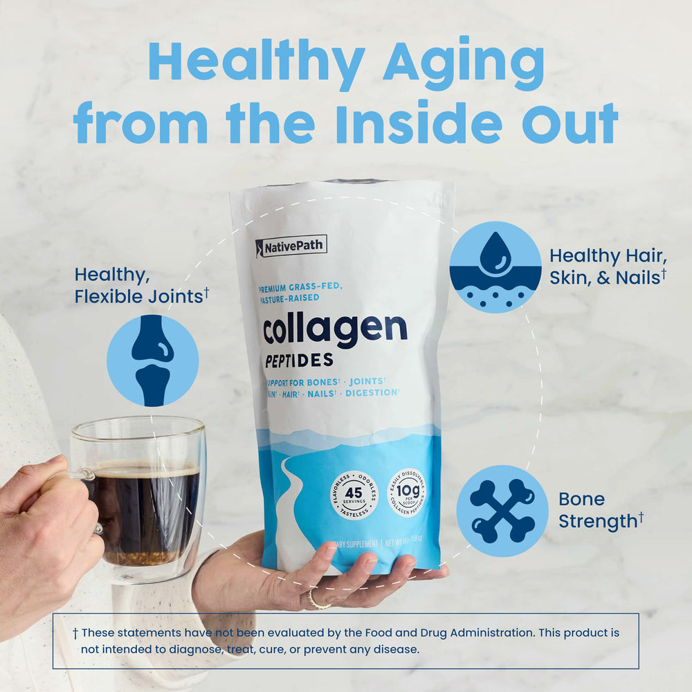 NativePath collagen peptides dissolving in water for quick drinks