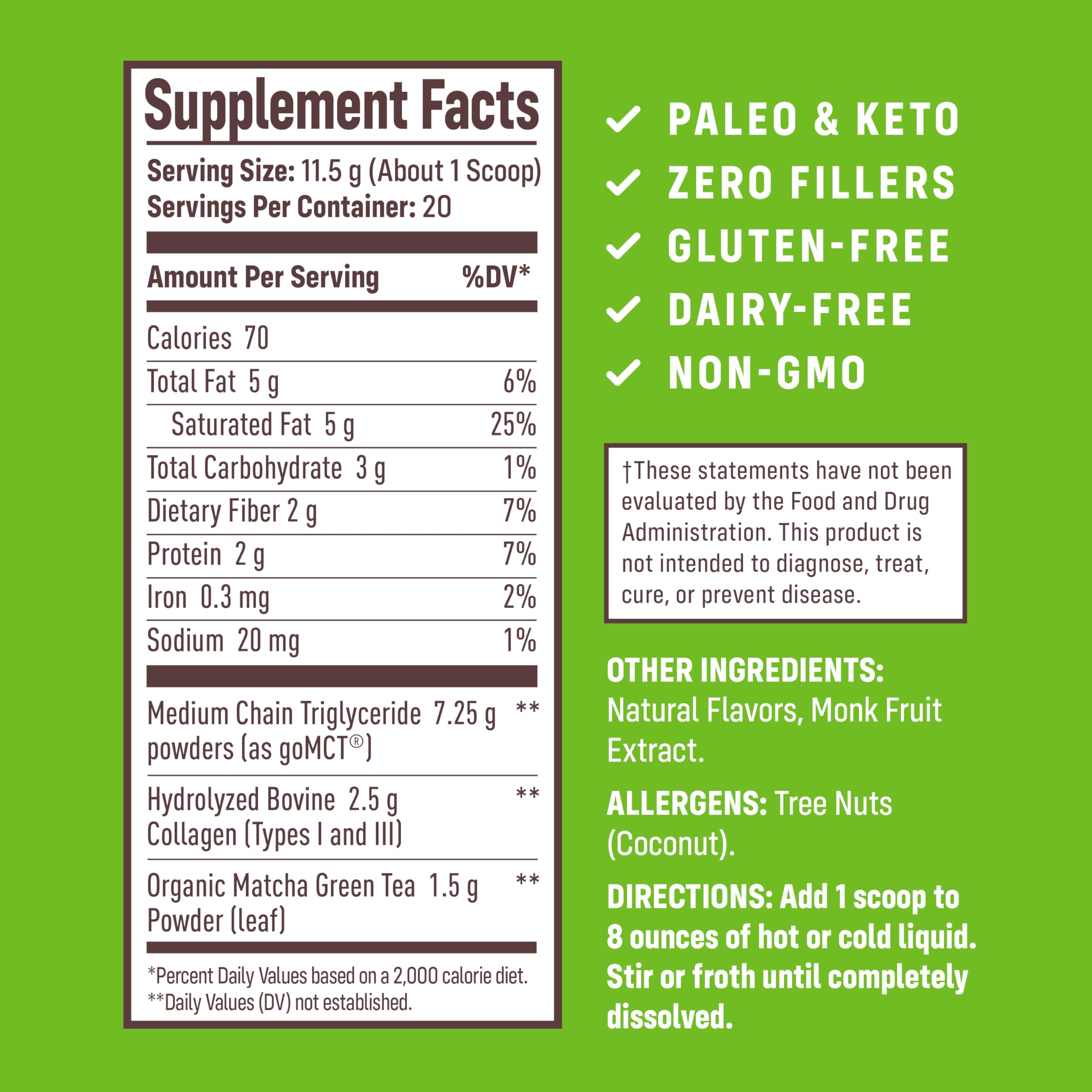 NativePath Collagen Peptides matcha latte tub closeup convenient daily collagen protein