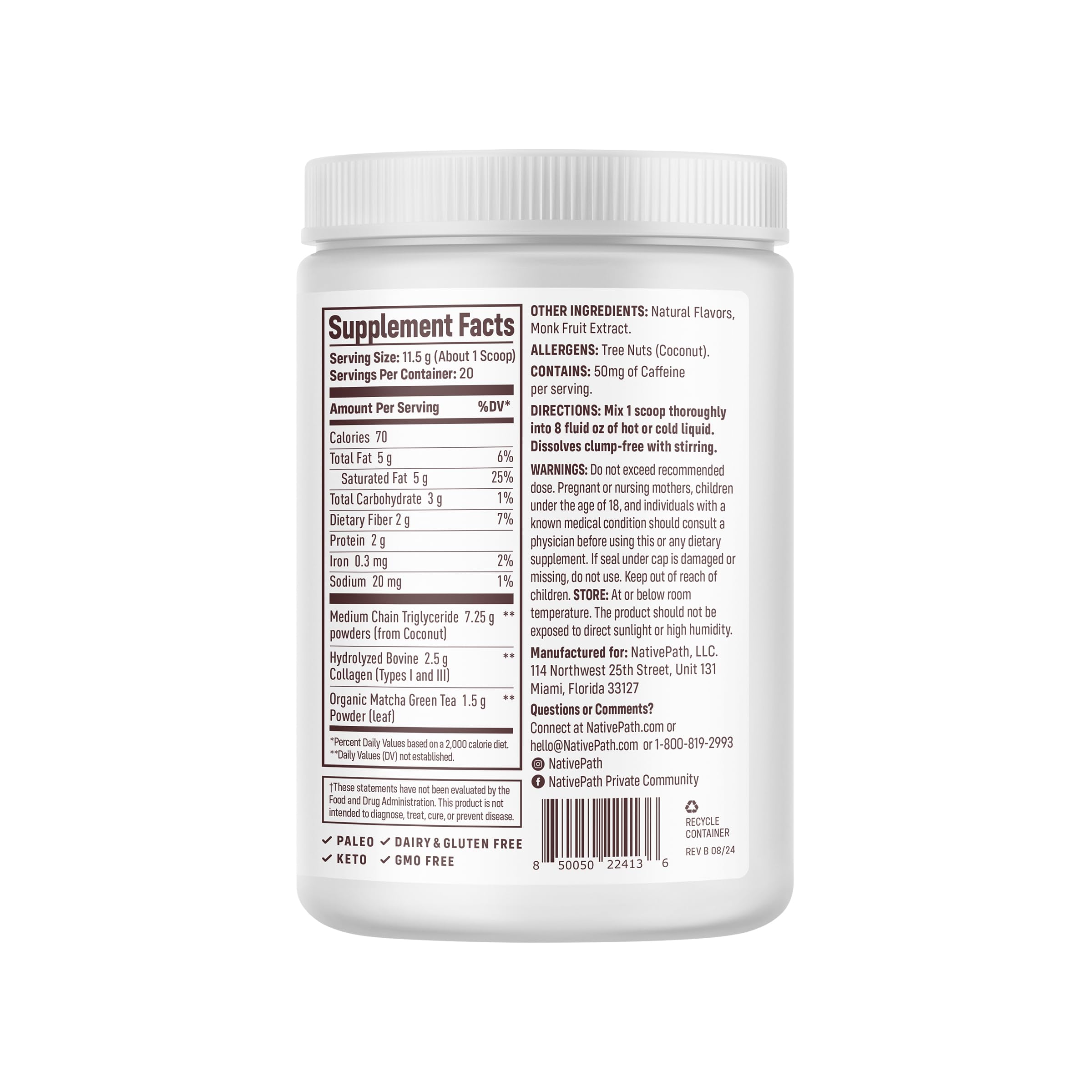 NativePath Collagen Peptides scoop dispensing for precise serving