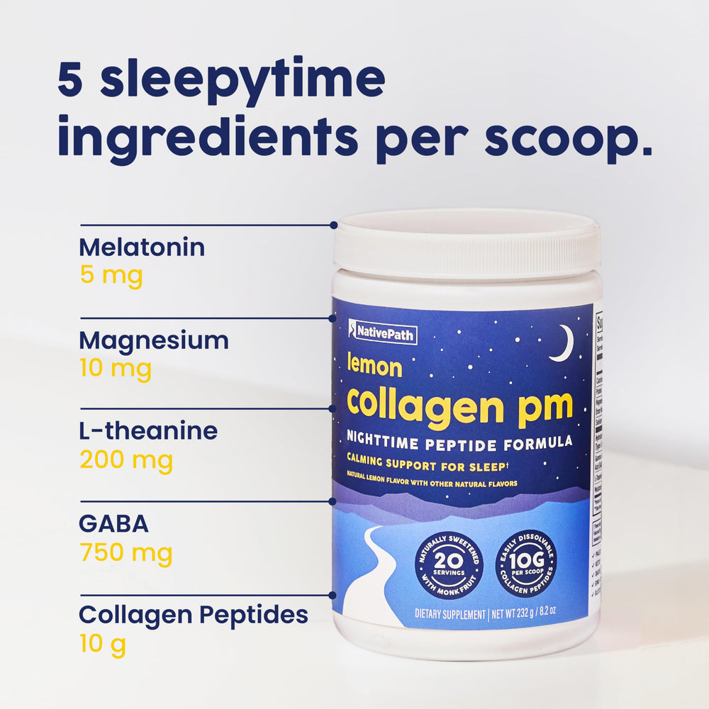 NativePath Collagen PM Lemon glass of lemon flavored drink