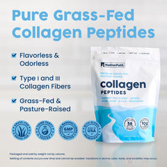 NativePath collagen powder science label emphasizes purity and pasture-raised sourcing.