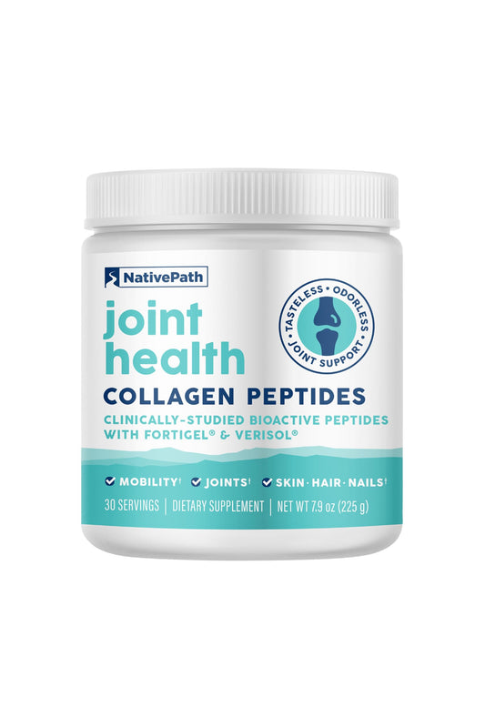NativePath Joint Health bottle pour showing convenient daily use for joint support