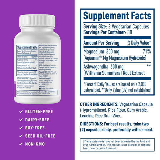 NativePath Native Balance ashwagandha capsules close-up highlights high-absorption formula.