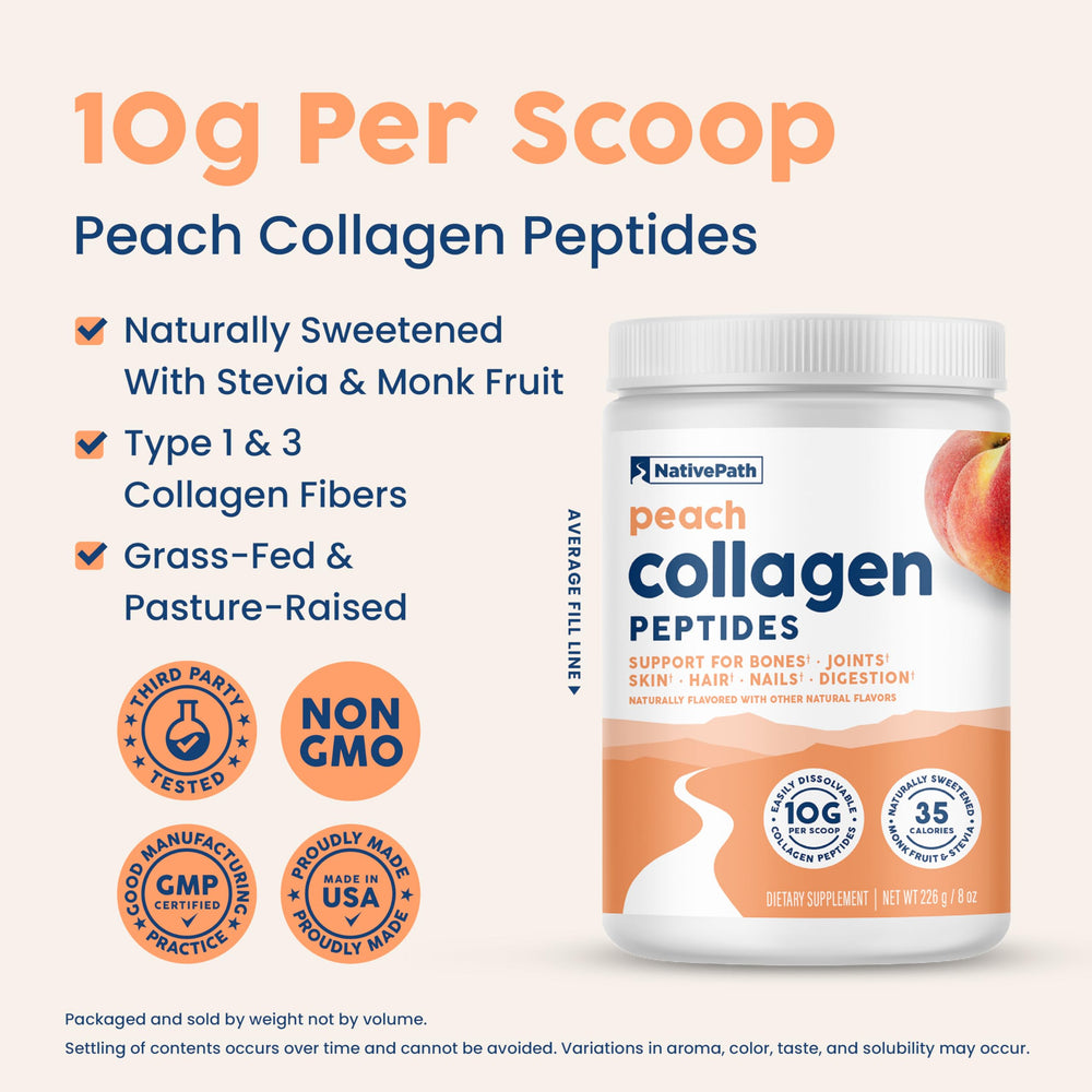 NativePath Peach Collagen mixed drink in glass.
