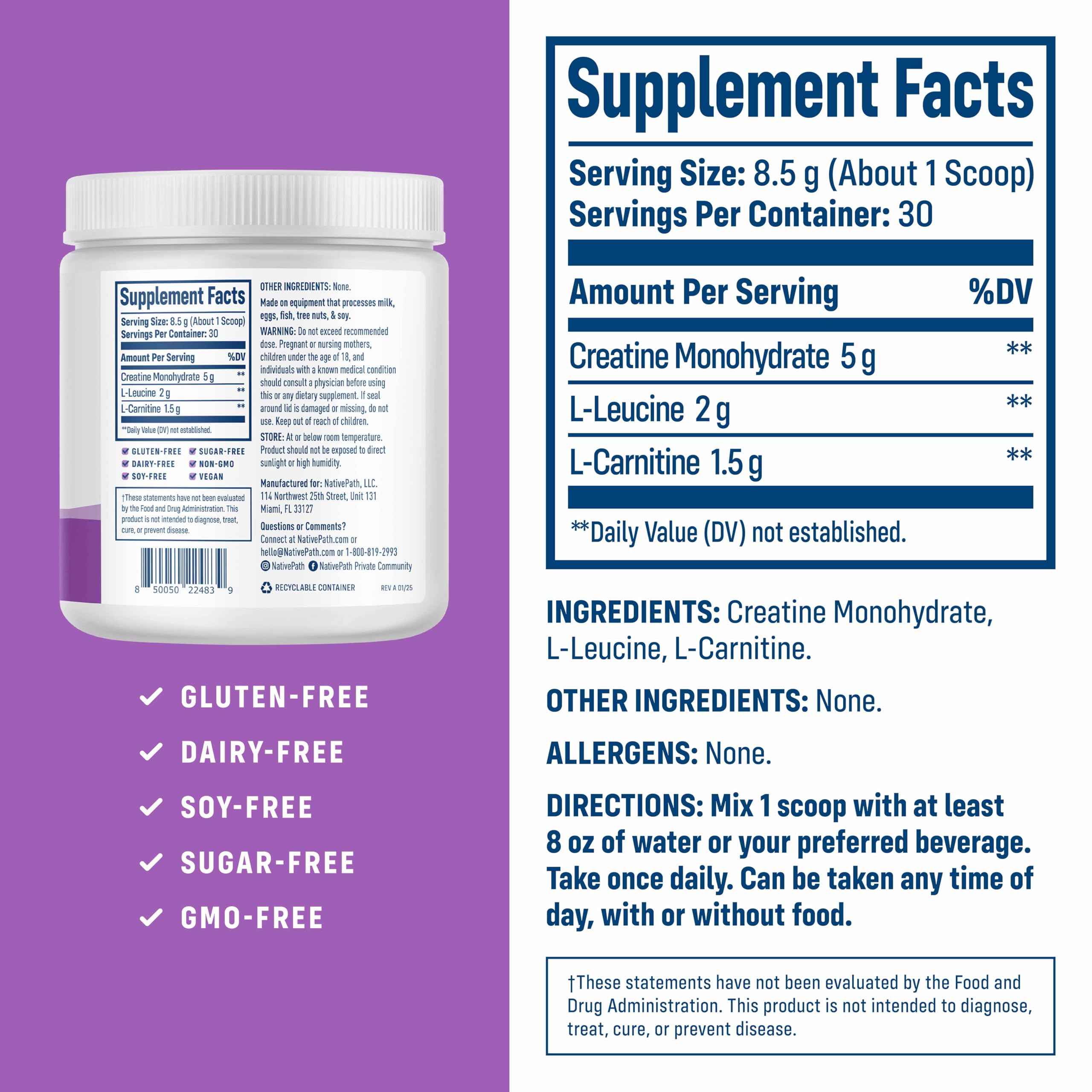 NativePath scoop pours powder into water for easy daily use