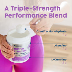 Lifestyle shot of men and women training, highlighting muscle support with NativePath formula