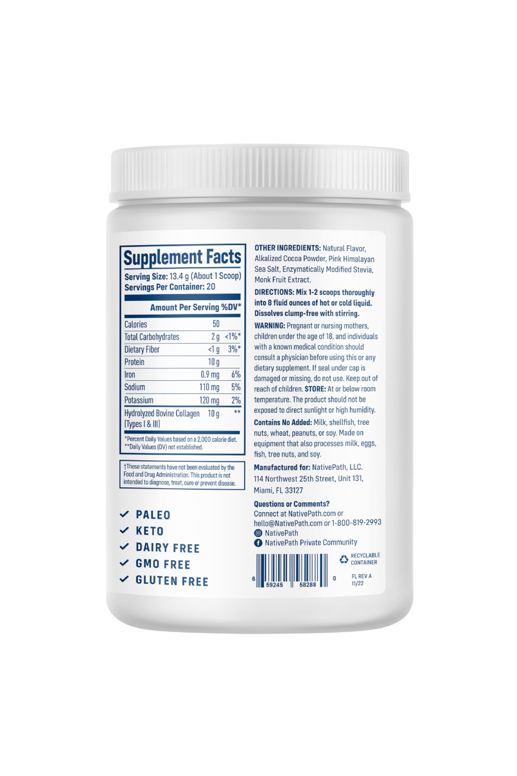 NativePath collagen mixed with dairy-free milk for a creamy keto-friendly shake.