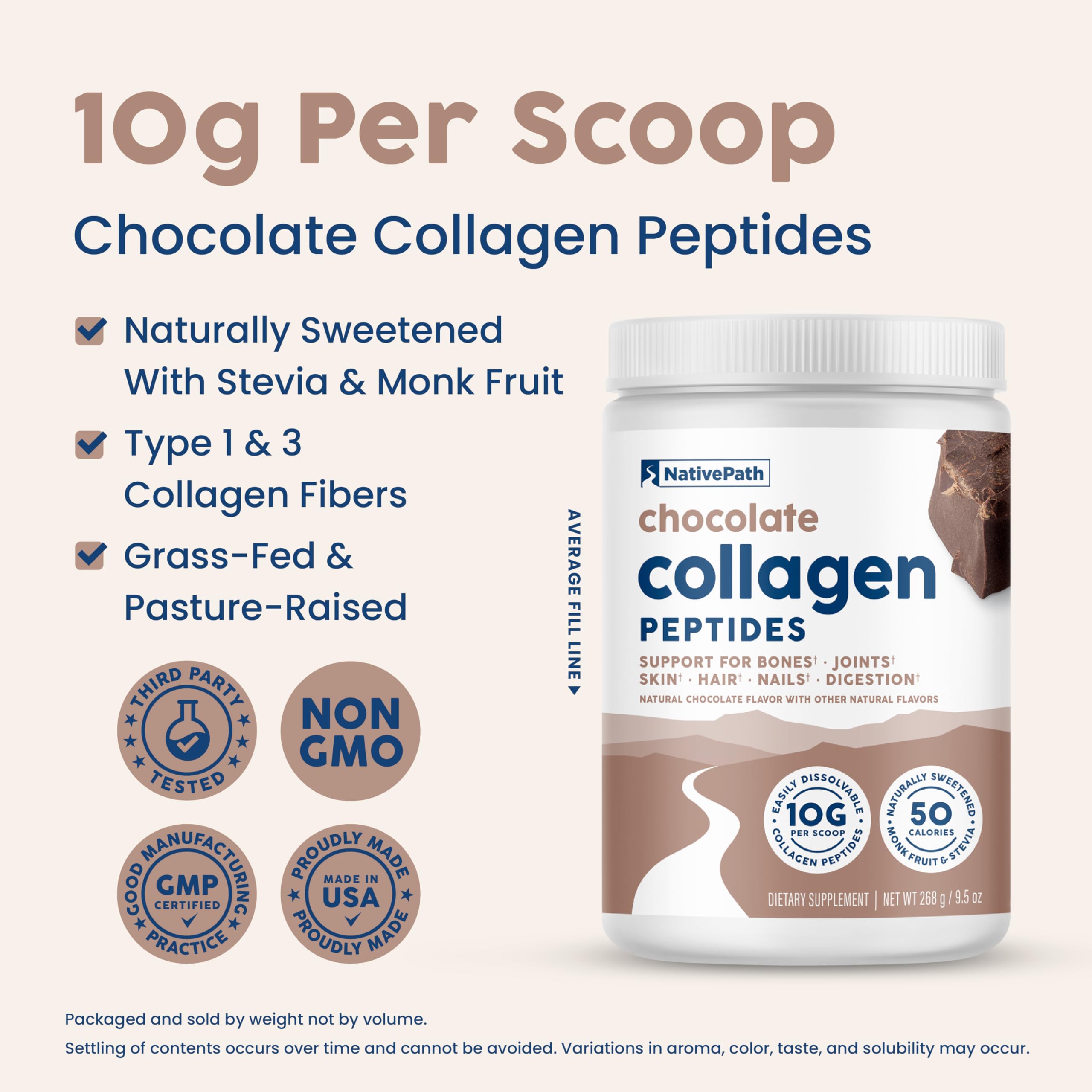 NativePath collagen hot chocolate steaming, cozy treat with rich flavor.