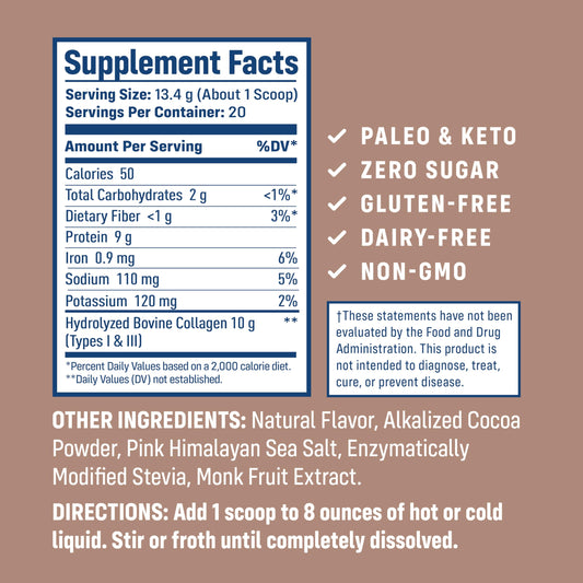 NativePath collagen scoop used for easy daily serving in a chocolate drink.